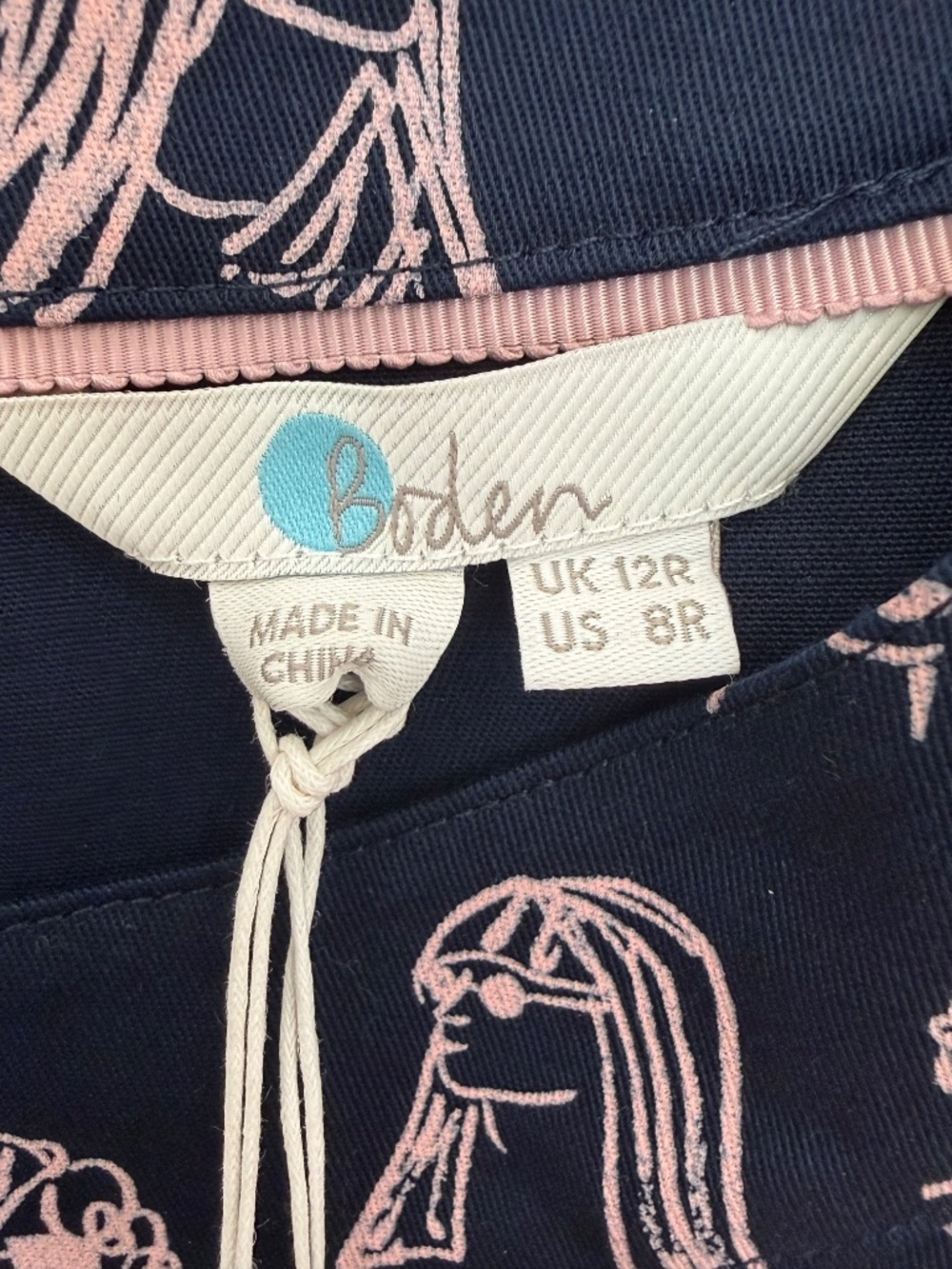 Boden NWT Women's Iona/Chit Chat Shift Dress w/ Pockets in Navy/Light Pink, US8 - Picture 4 of 8